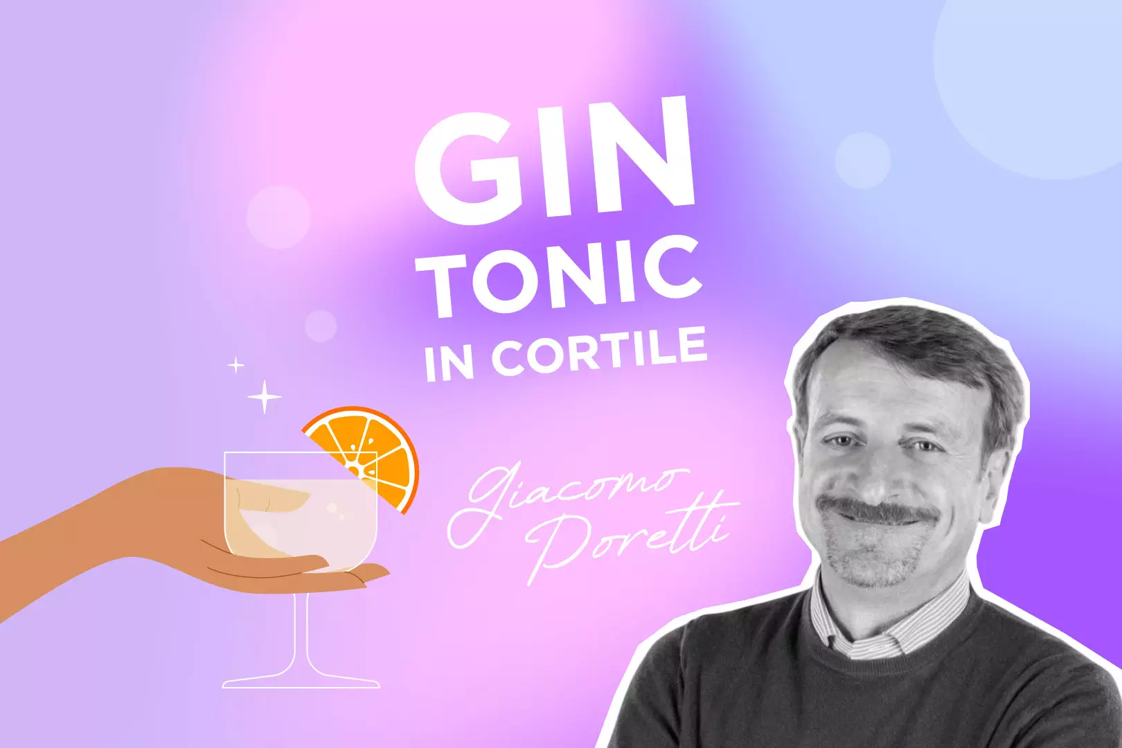 immagine gin tonic in cortile con giacomo poretti